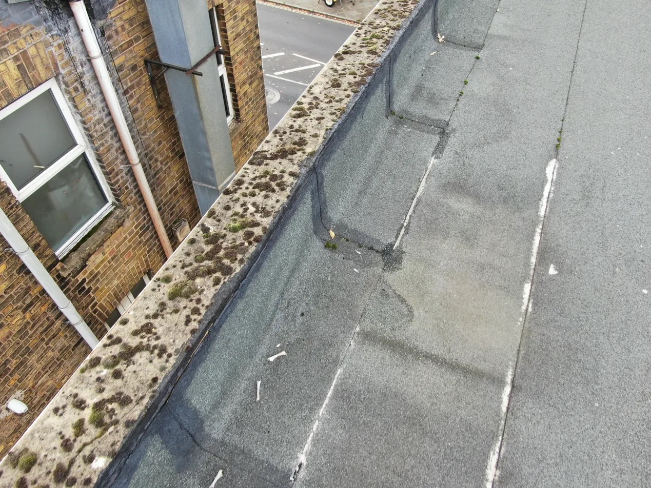 Drone survey London moss growth documentation flat roof Herne Hill SE24