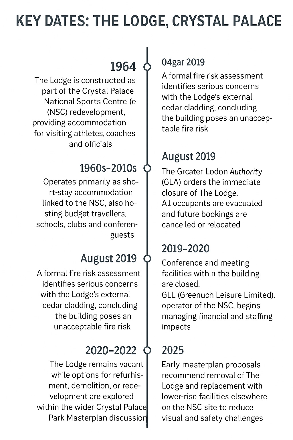 dates of importance In The Lodge timeline
