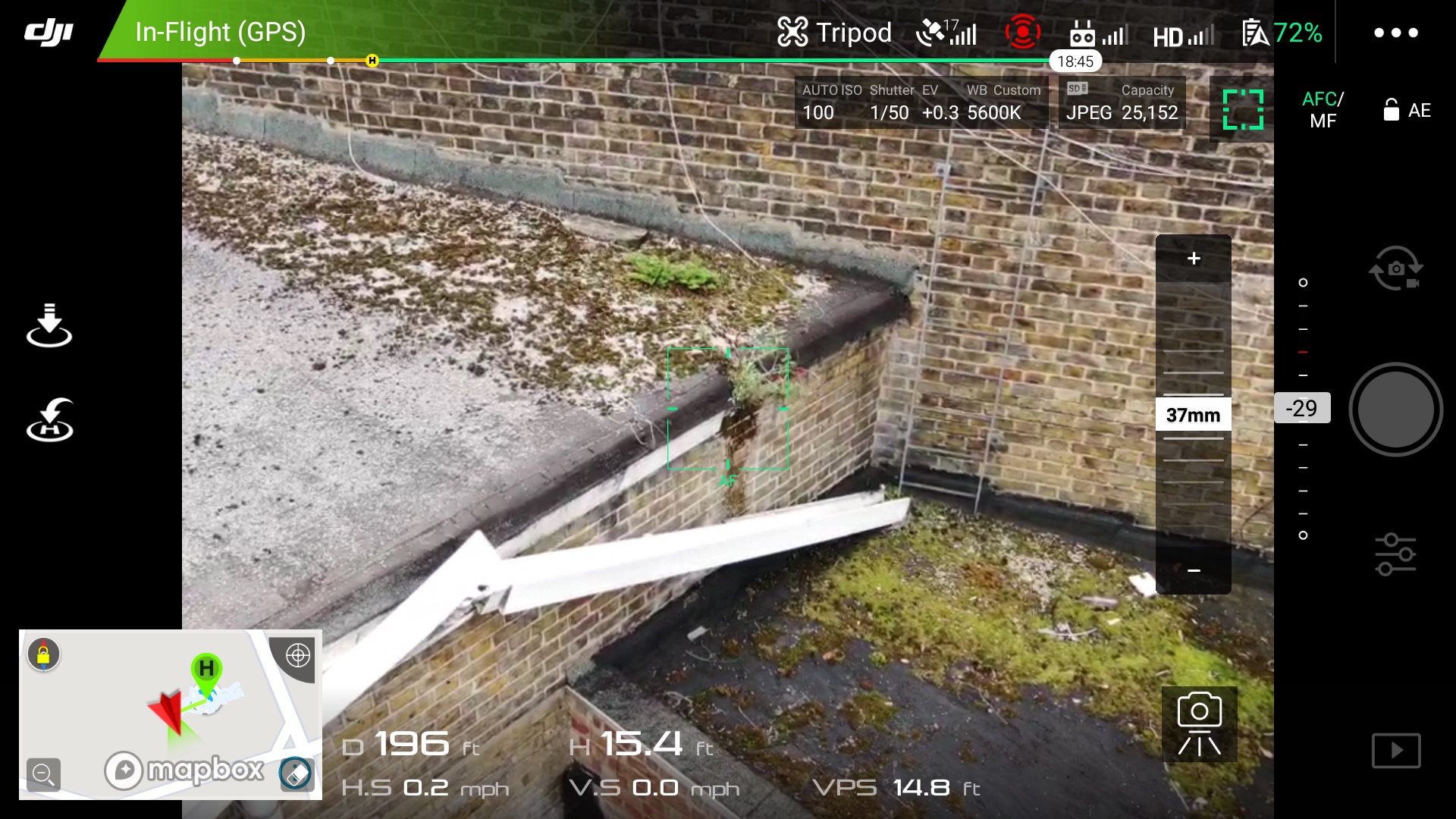 collapsed gutter section close on a hidden flat roof
