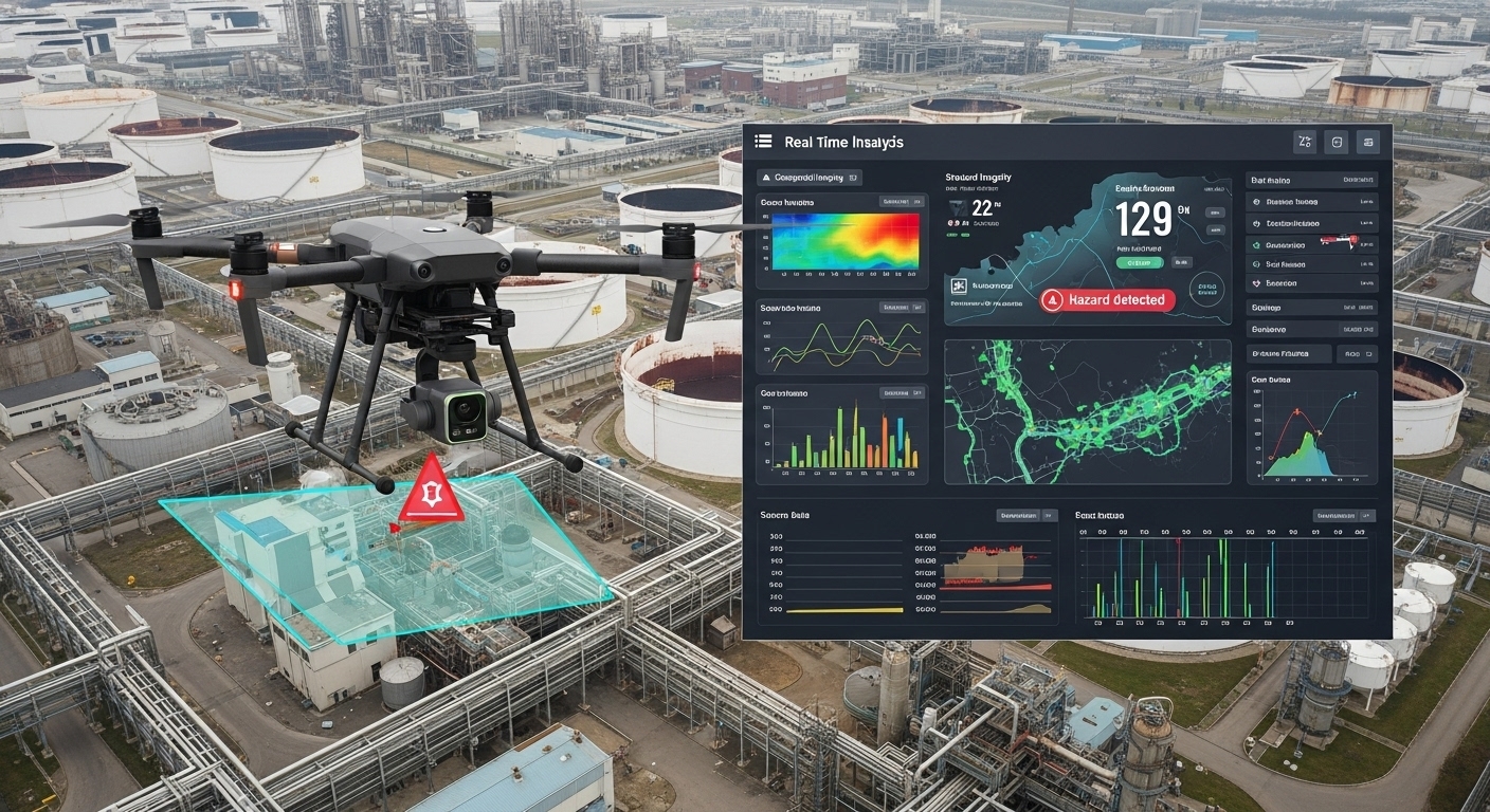 Drone roof inspection software dashboard showing annotated defects